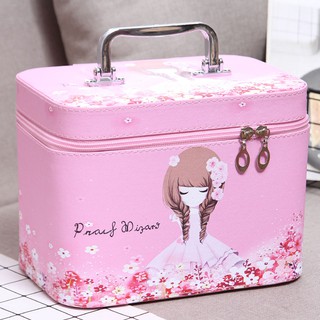 Bolsa cosmética de gran capacidad de dibujos animados lindo chica portátil aseo cosmético caja de almacenamiento de equipajeluluqi88.my5.18 50% (1)