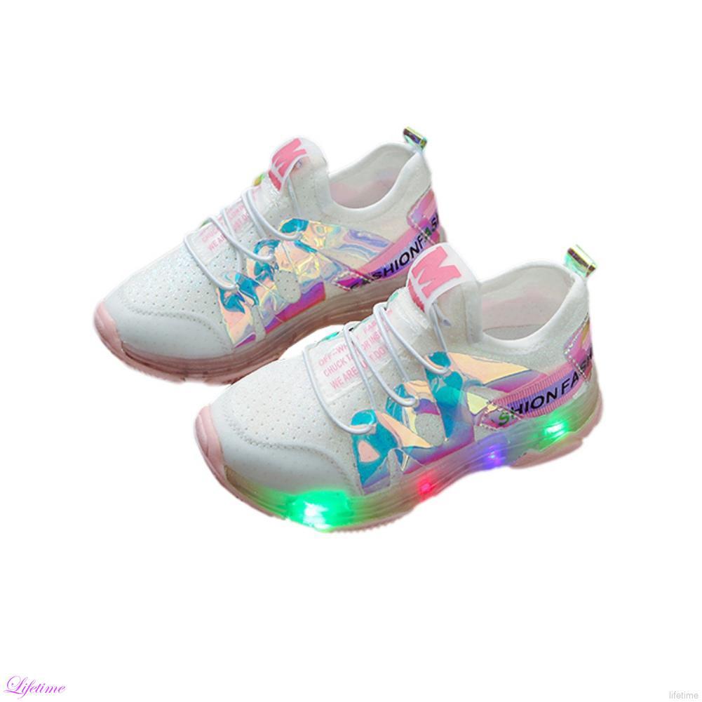 zapatos de luz led antideslizantes transpirables para bebés/niñas/zapatos de sol suave para niñas kasut (5)