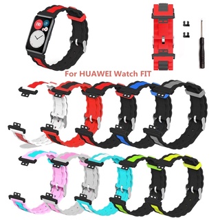 GD Wave Pattern Soft Silicone Wristband Strap Watch Band for-Huawei Watch Fit Watch