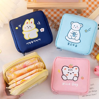 Sweetjohn mujeres protección bolsa de almacenamiento portátil moneda bolsa sanitaria almohadilla bolsa de almacenamiento lindo coreano de dibujos animados tampone niñas oso perro maquillaje bolsa/Multicolor (8)