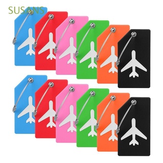 SUSANS 12PCS Fashion Luggage Tag Cute Cartoon Creative Letter Travel Tag Portable Travel Accessories Baggage Boarding Label Women Men Good Travel PVC Baggage Holder