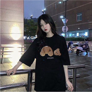 cottontt-shirt de las mujeres de manga corta oso de palma ángeles roto oso de peluche suelto estrella coreana mismo estilo pareja tops (9)