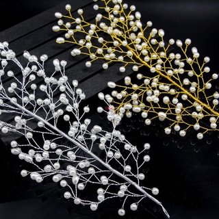 Seng Bride Headwear dama de honor hecho a mano de imitación de perlas hojas de Tiara accesorios de boda
