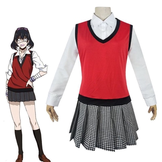 Juego De ropa para escuela/Vestido De Cosplay/Kakeguruui/mindari/Ikishima/camiseta De Uniforme De escuela (6)