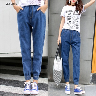zatpiy mujeres jeans suelto casual beam pie cintura alta más el tamaño de longitud completa harén pantalones co