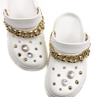 Juego de 12 piezas Jibbitz cadena de Metal gemas remache Crocs encanto para las mujeres DIY zapatos Crocs Jibbitz Charm cadena accesorios de zapatos