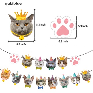 Qukiblue Pet Cat flag Bunting Banner Plate Pet Birthday Hanging Decor Pet Party Decor CO