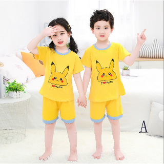 Pijamas de verano para niños de manga corta pijamas de niñas para hombres y mujeres (2)