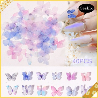 [Sk] 40 unids/bolsa decoración de uñas diseño de mariposa DIY diseño de uñas arte 3D decoración lentejuelas para mujeres