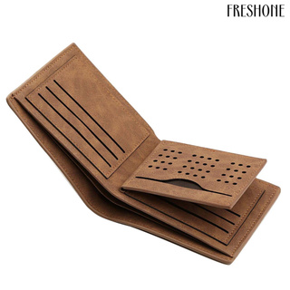 freshone - cartera de cuero sintético para hombre, diseño de múltiples ranuras, cartera corta, monedero para tarjetas de crédito (9)