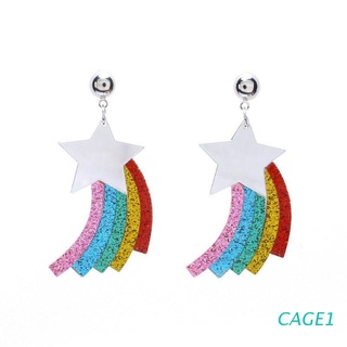 jaula acrílico arco iris estrella nube colorido relámpagos colgantes pendientes de tuerca mujeres moda joyería