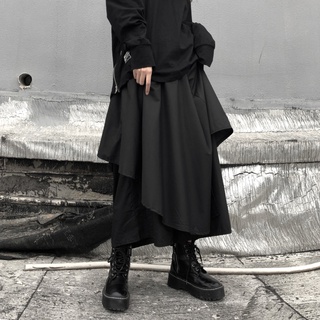 ♀♛Pantalones mujer primavera y otoño versión coreana de ins retro negro irregular pantalones casuales sueltos cintura alta pantalones anchos rectos pantalones (1)