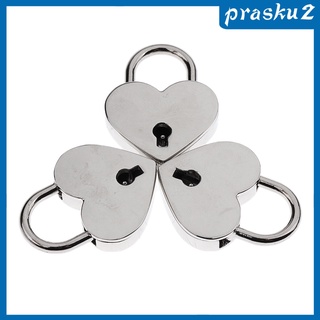 [Prasku2] set De 3 Mini candado con forma De corazón Vintage con cerradura Para llaves-plata M (2)