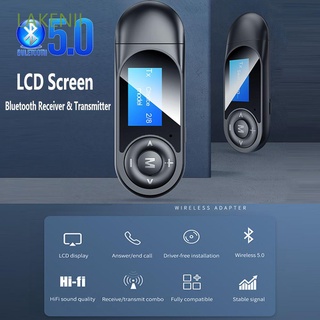 LAKENII 3.5mm AUX Bluetooth 5.0 Adaptador PC TV Música Audio Receptor Inalámbrico Transmisor Nuevo Coche Manos Libres USB Dongle Pantalla LCD