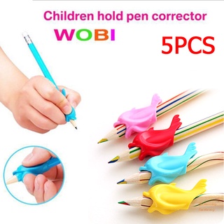 5 piezas de silicona de delfines estilo de pescado escritura postura Wobi corrección de niños estudiantes lápiz titular (1)