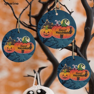 qowine halloween forma redonda de madera calabaza colgante adornos festival suministros co (5)