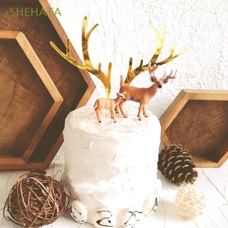 shehata baby shower suministros de fiesta de ciervo de boda antler tarta decoración de oro plata año nuevo alce reno cumpleaños acrílico decoración de navidad