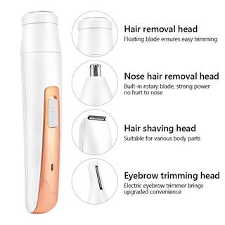 4 en 1 mujeres depiladora eléctrica bikini cejas nariz señora trimmer facial depilación cuerpo indoloro femenino afeitadora depiladora