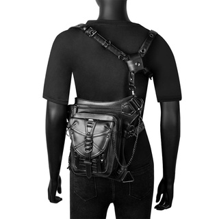 steampunk bolsa de cintura de cuero negro bolsas de mensajero bolso de pierna gota bolsa bolsa