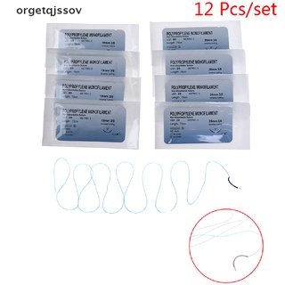 orget 12 piezas de polipropileno medical aguja sutura monofilamento hilo sutura práctica kit co (1)