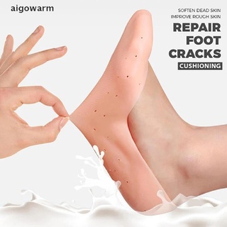 aigowarm 1 par de calcetines de silicona para cuidado de pies agrietados/calcetines hidratantes de gel para el talón/cuidado de la piel co