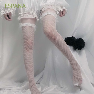 espana medias góticas de red y encaje sobre la rodilla calcetines mujeres lolita hueco transparente kawaii niñas calcetines largos/multicolor