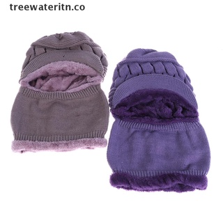 [treewateritn] sombrero de lana para dama de invierno, engrosamiento, cálido punto, bufanda de ganchillo [co] (5)