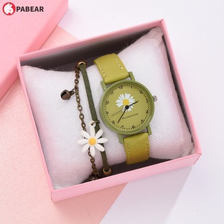 Nuevo nuevo reloj de reloj de cuarzo con diseño de margarita pequeño estilo pequeño pu fresco y simple para mujer