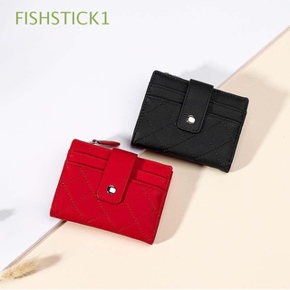 Fishstick1 cuero PU moda clip de dinero Multi tarjeta bolsillos banco tarjeta bolsa corto cartera cremallera titular de la tarjeta/Multicolor