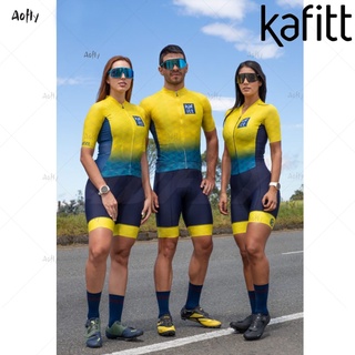 jersey bicicleta kafitt amarillo azul manga corta pareja Ciclismo triatlón traje de Ciclismo Skinsuit Maillot Ropa Ciclismo MTB bicicleta mono verano