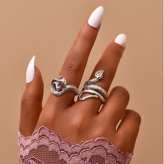 Vintage Punk Snake Rings for Women Men Exaggerated Fashion Personality Opening Adjustable Rings Jewelry Accessories