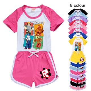 Roblox marca de verano bebé niños conjuntos de ropa de los niños de manga corta camisetas Tops y pantalones 2pcs niños bebé niñas ropa trajes