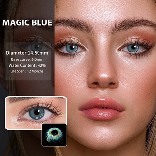 UYAAI Natural Contact Lenses Color Contact Lens for Eye 2pcs(1Pair) Yearly Use Magic Series Magic Blue