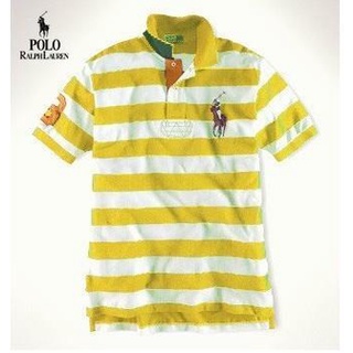 Nueva llegada Ralph Laurens Polo de manga corta camiseta de rayas Polo de los hombres solapa camiseta bordada Polo ropa de los hombres