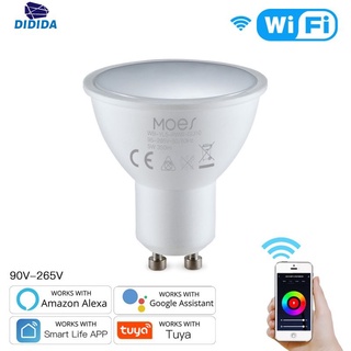 didida tuya WiFi Smart LED GU10 Bulbs RGBW C+W White 5W Dimmable Lamps Smart Life/Tuya Remote Control GU10 Bulbs Work with Alexa Google home didida