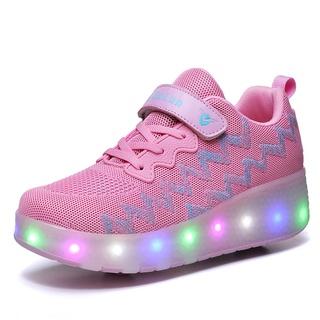 Zapatillas de deporte con carga USB de alta calidad dos ruedas niño niña patín de ruedas zapatos con luz LED tamaño para niños 27-40