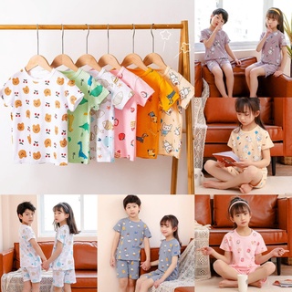 Pijama para niños niñas de dibujos animados impreso 2 piezas ropa de dormir de manga corta Top + pantalones cortos conjunto de algodón ropa de dormir pijamas