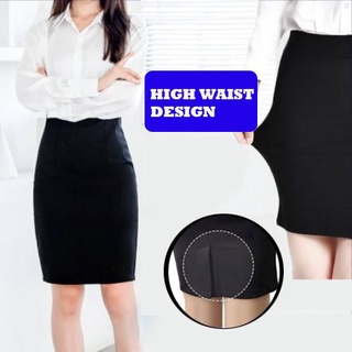 Oficina De Las Mujeres Falda Formal Elástico Inferior Negro Cintura Alta Midi Faldas Delgadas Más El Tamaño De Vestido