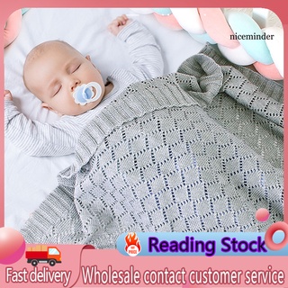 Nice_Solid Color bebé hueco de punto manta de ganchillo dormir edredón envoltura