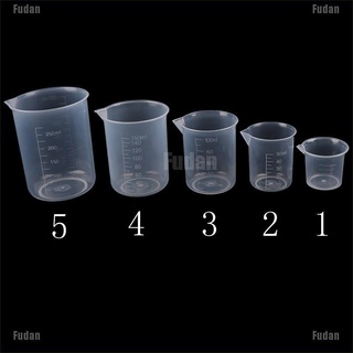 <Fudan> 2Pcs Transparent Kitchen Laboratory Plastic Volumetric Beaker Measuring Cup