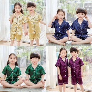 Pijama Infantil Satén/Mangas Cortas/4 A 14 Años Para Niños/Niñas