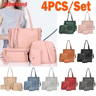 SuperGrand 9 Colors Ladies Leather Bag Set 4pcs Shoulder Bag Handbag Messenger Bag Set