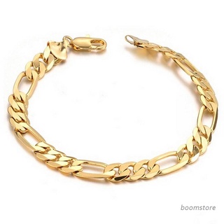 Boom 6 mm cadena para hombre chapada en oro plano pulsera de acero inoxidable brazalete brazalete brazalete encanto regalo