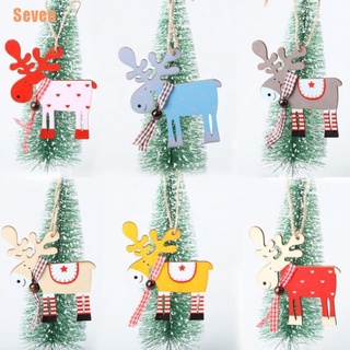 seven (+) colgantes de madera de color alce decoración del hogar diy ciervo árbol de navidad colgantes navidad