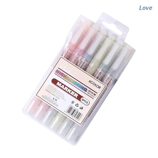 Love 6 colores Dual doble cabeza resaltador pluma fluorescente marcador dibujo papelería