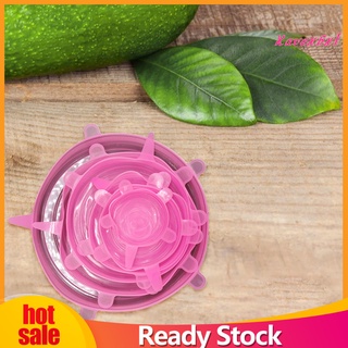 <XAVEXBXL> 6Pcs/Set Reusable Sealing Cover Flexible Silicone Round Shape Pink Food Wrap Lid for Kitchen