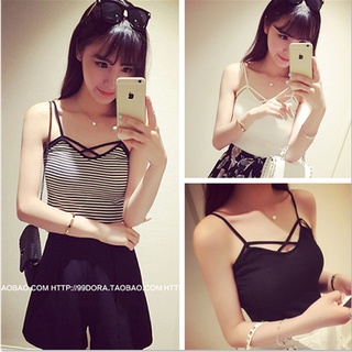 [Today's special] ❤️❤️ Real Shot Spring and Summer New Versatile Back Cross Short Slim Striped Knitted Vest Sling