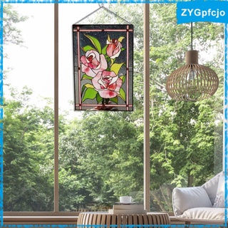 Stained Glass Rectangle Window Panel Suncatcher Window Decoration 8\\\" x 6\\\"