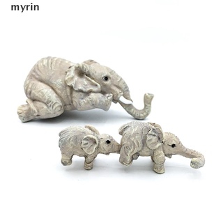 myrin 3 pzs estatuillas de resina pintadas a mano de elefante madre y dos bebés colgando. (5)