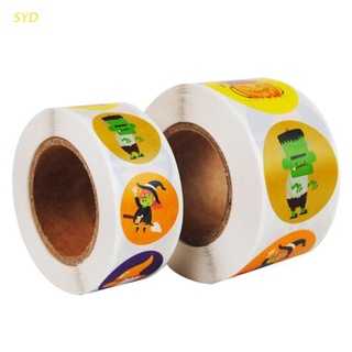 Syd 500 pzs pegatinas redondas de Halloween para hornear embalaje DIY (1)